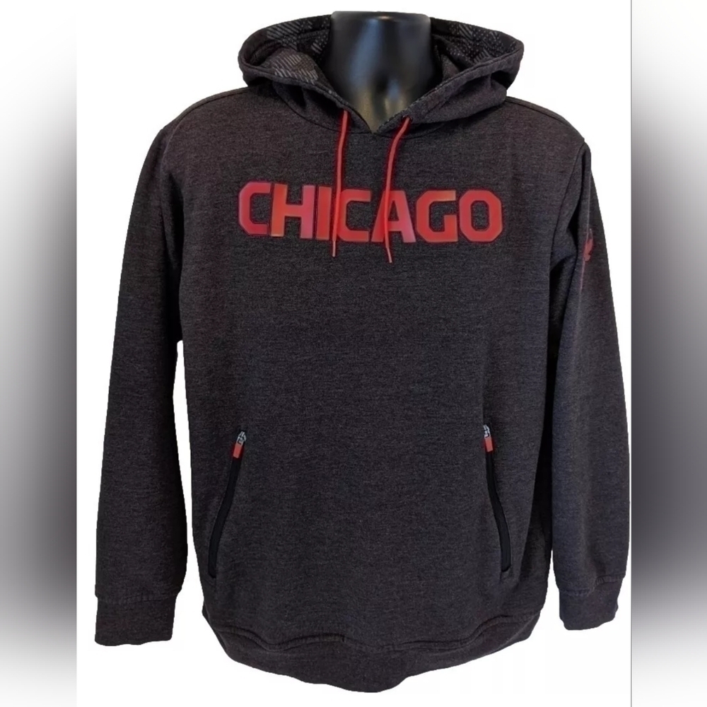 Chicago Bulls Pullover Hoodie Fanatics Men's Large Gray Zip Pockets EUC